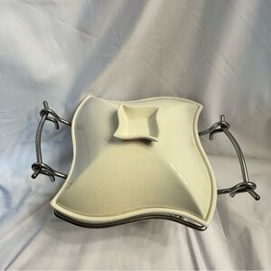 Godinger 1 Qt Sienna Covered Porcelain Baker/Chafing Dish With Warmer Stand